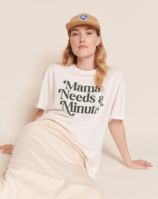T-shirt Mama needs a minute - Blanc - Taille XS
