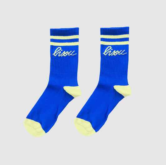 Chaussettes adulte Bisou bleu/jaune - 36/41