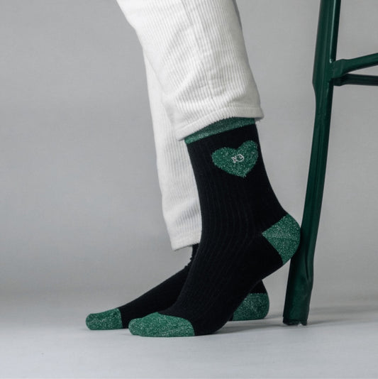 Chaussettes Coeur - Noir et vert - Taille 37/40