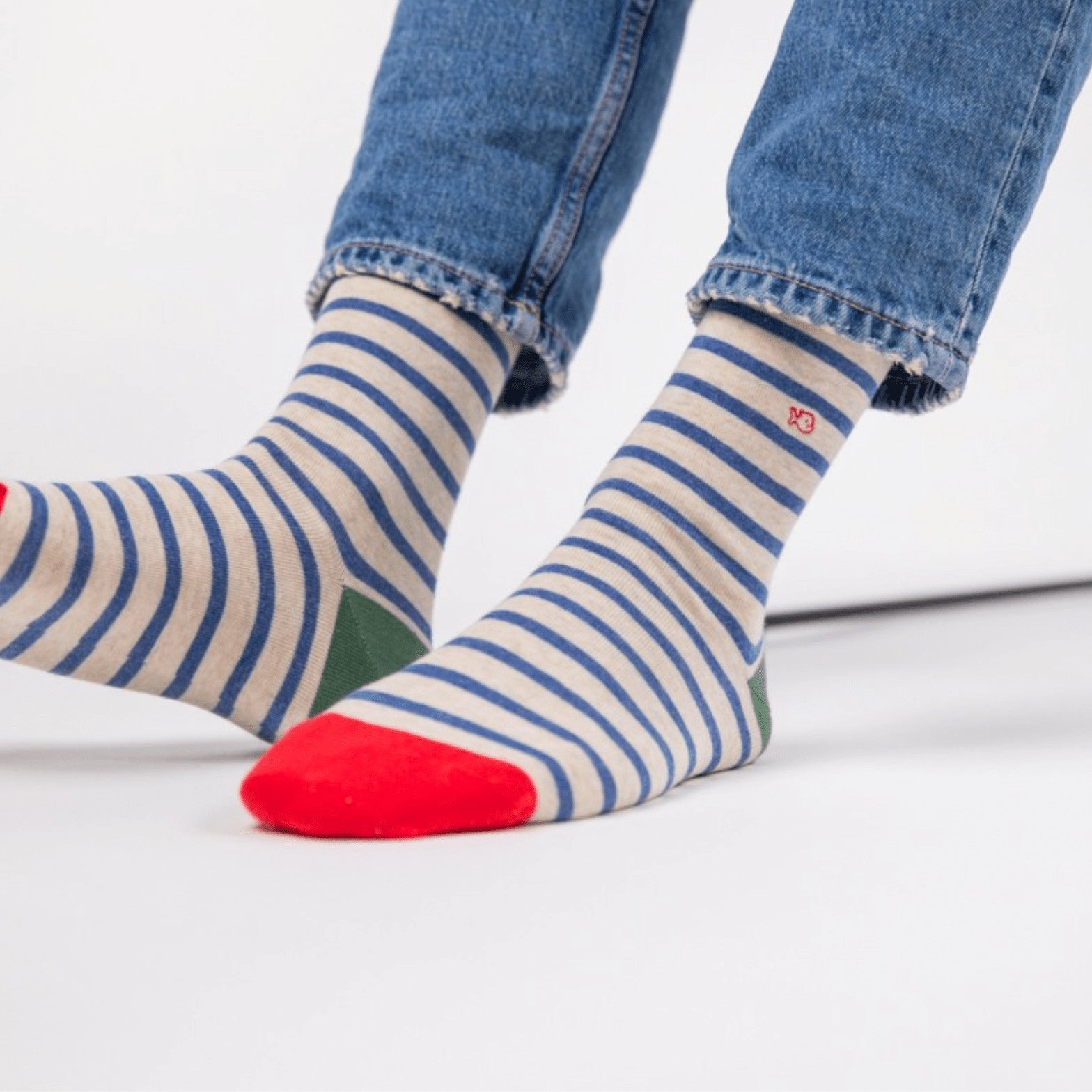 Chaussettes Larges rayures - Beige rayé bleu - Taille 41/46 — Billybelt , Lyon