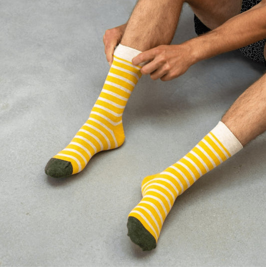 Chaussettes Larges rayures - Safran rayé beige - Taille 41/46