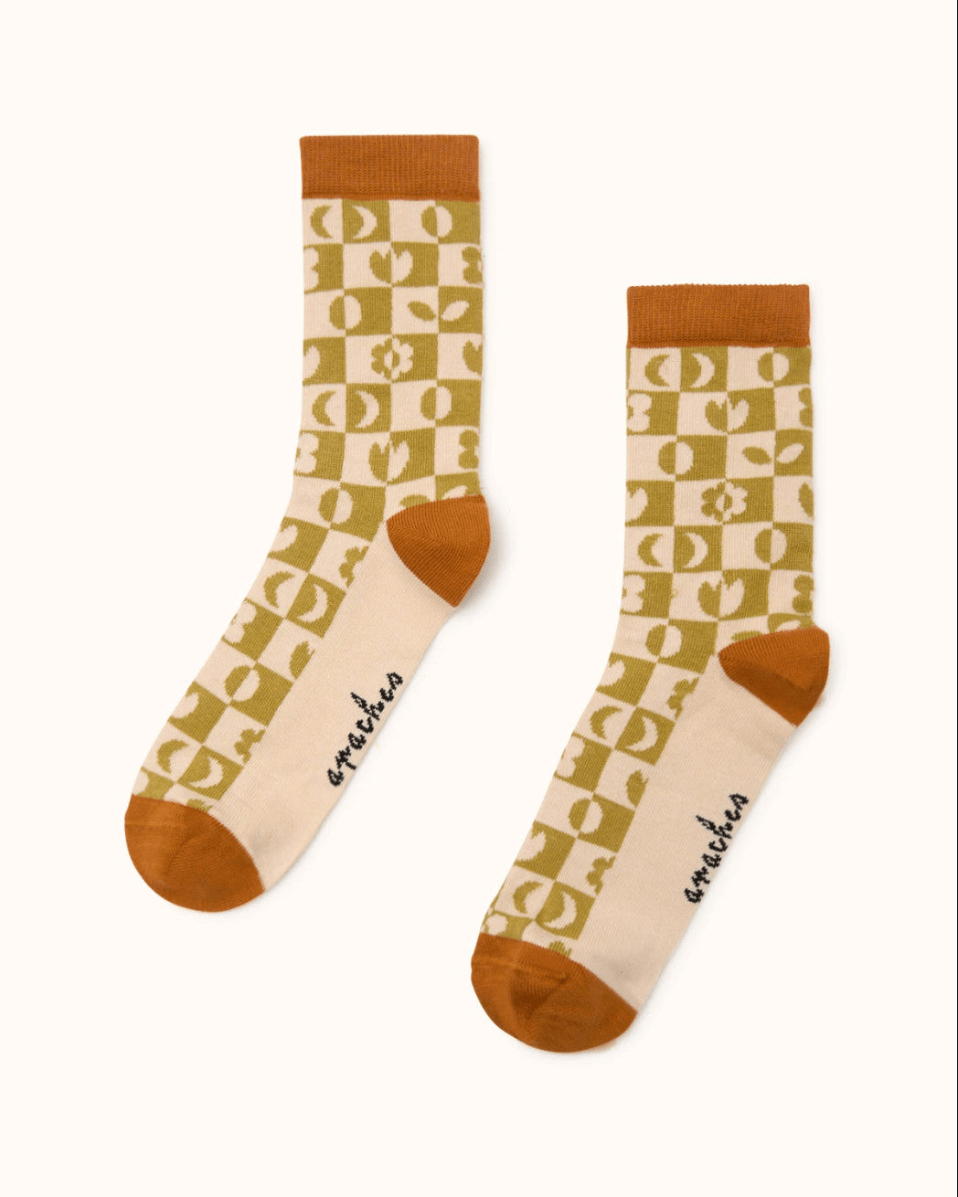 Chaussettes Estrella - Damier olive