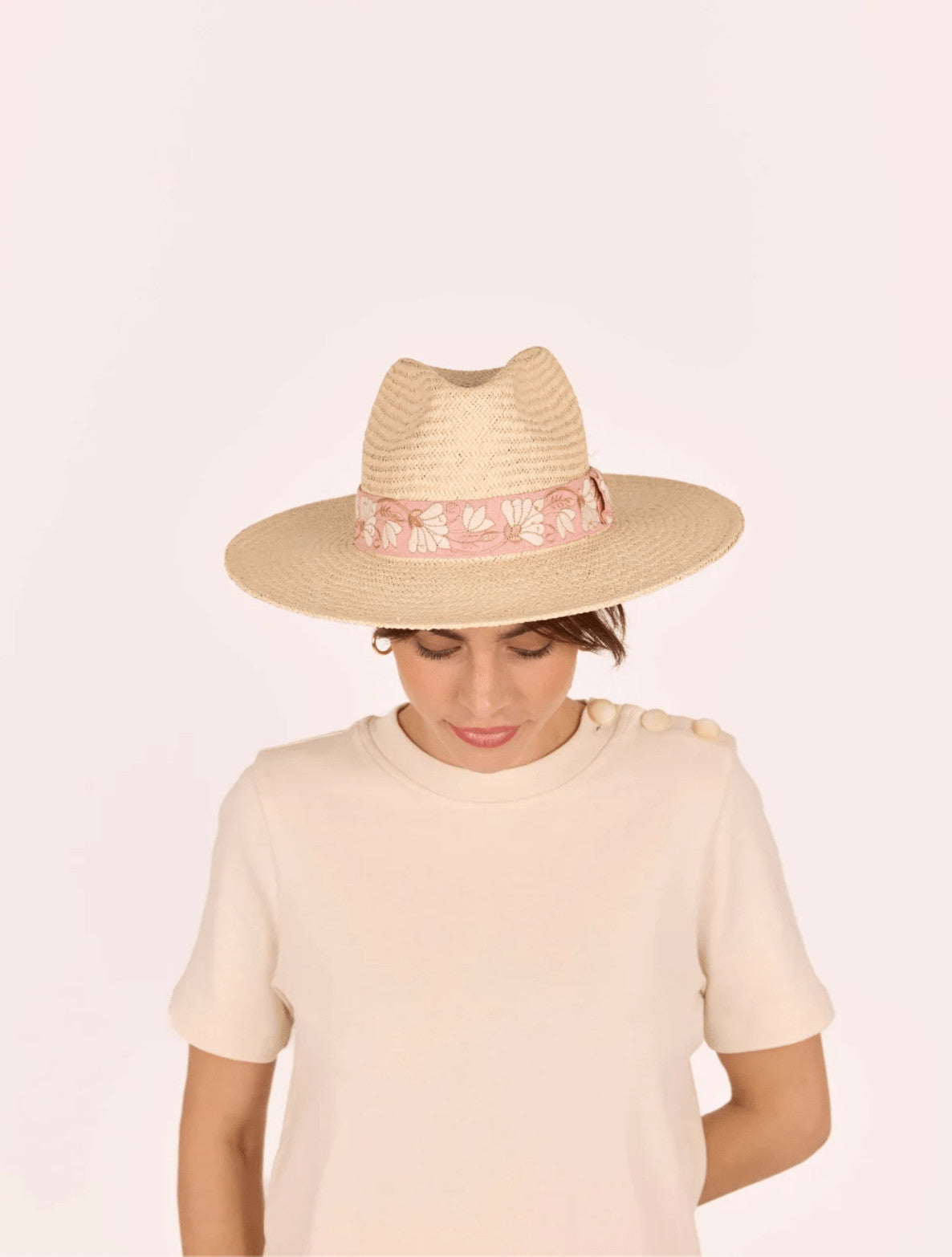 Chapeau Rosalie rose - M