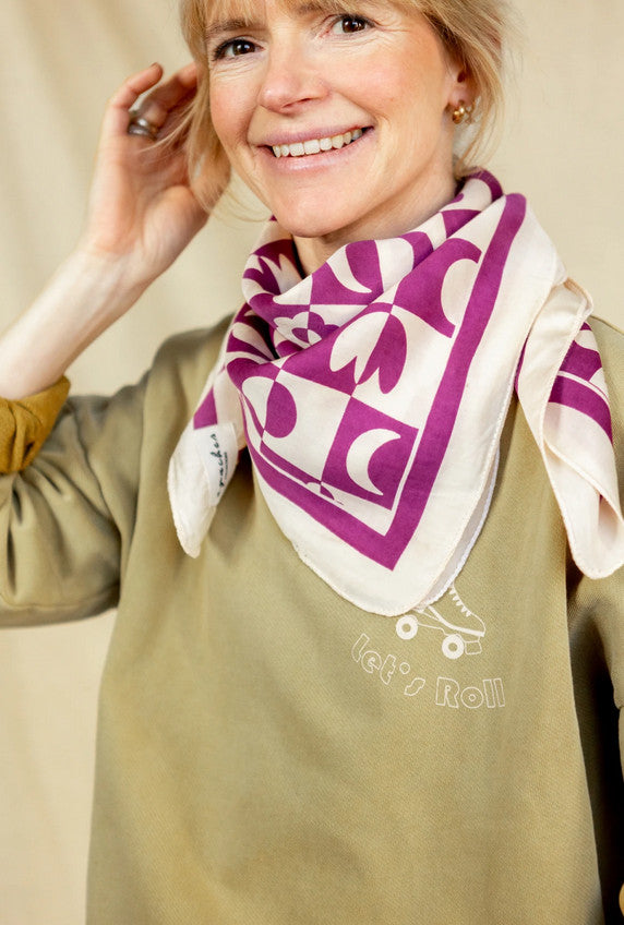 Big foulard Palika - Damier fuchsia