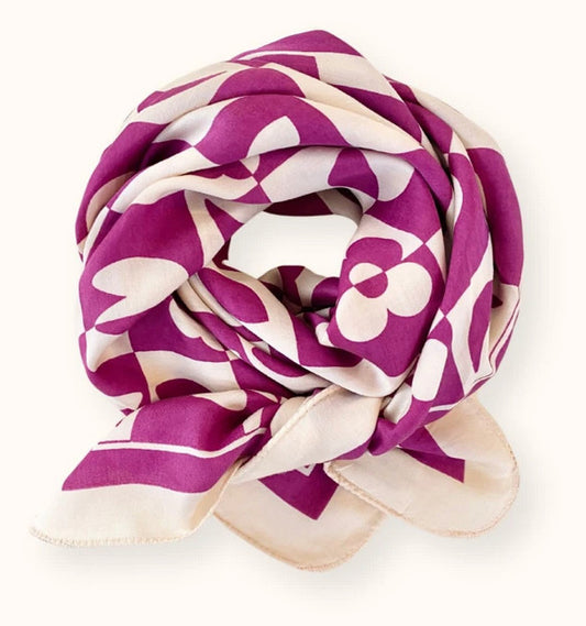 Big foulard Palika - Damier fuchsia