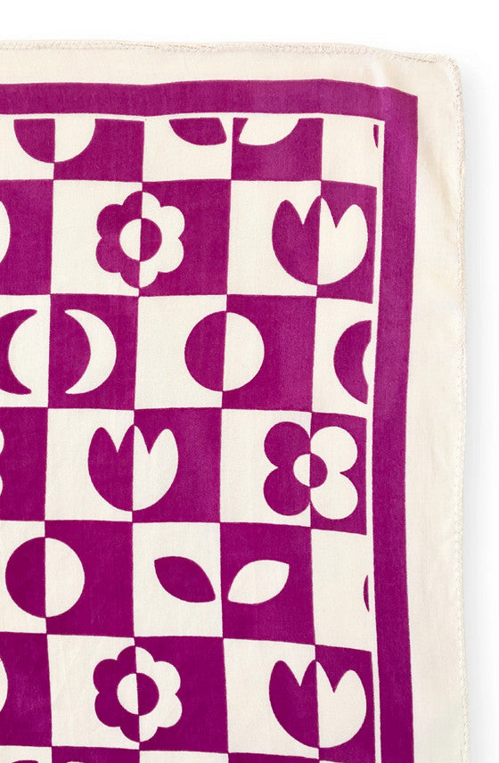 Big foulard Palika - Damier fuchsia
