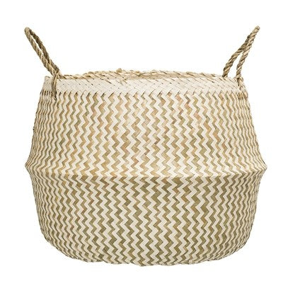 Panier en osier naturel et blanc
