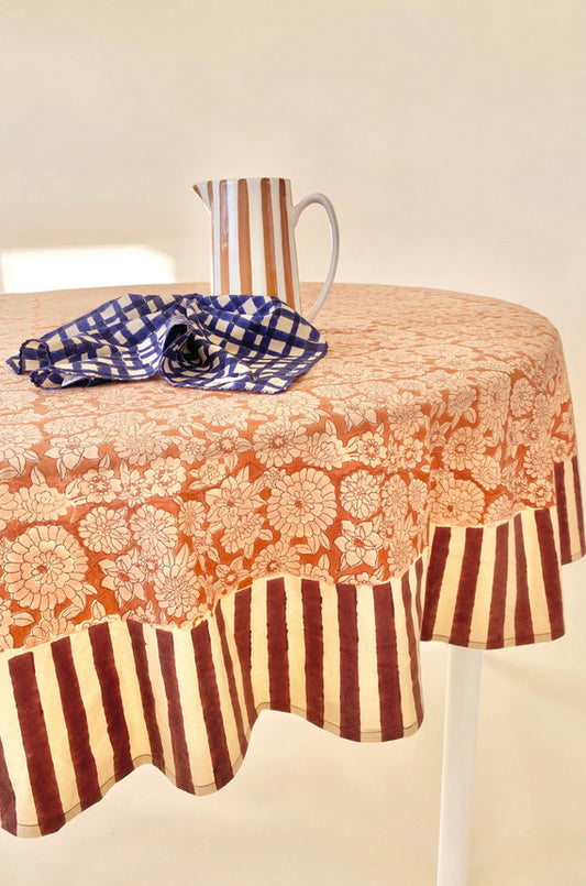 Nappe ronde Deva Flowers - Camel