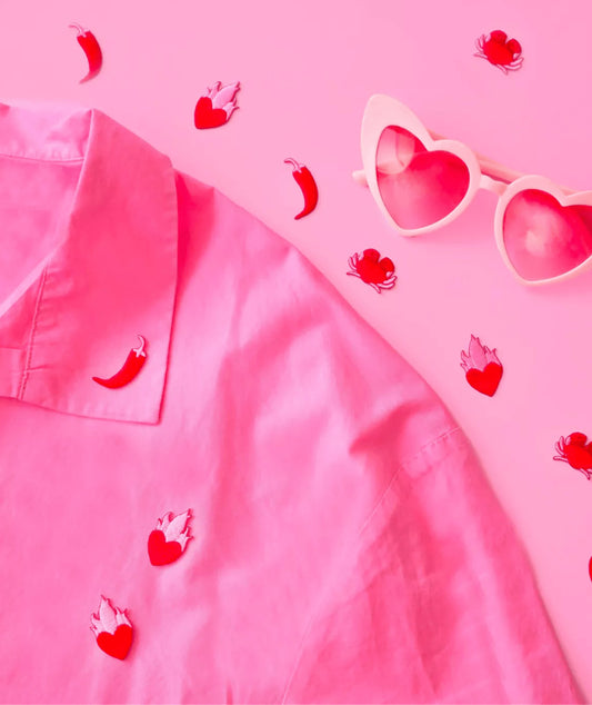 Trio de mini patchs - Piment, crabe et coeur enflammé — Malicieuse , Lyon