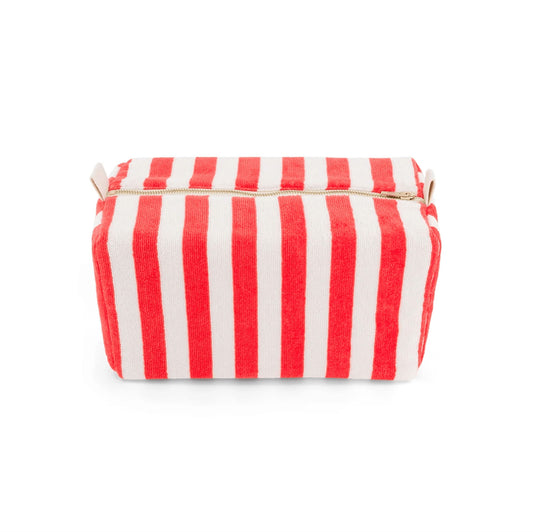 Trousse de toilette éponge rayée Vic - rouge
