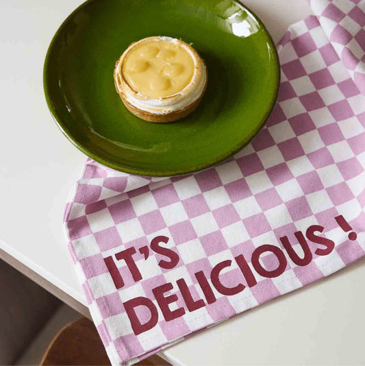 Serviette de table - Damier mauve It's delicious""