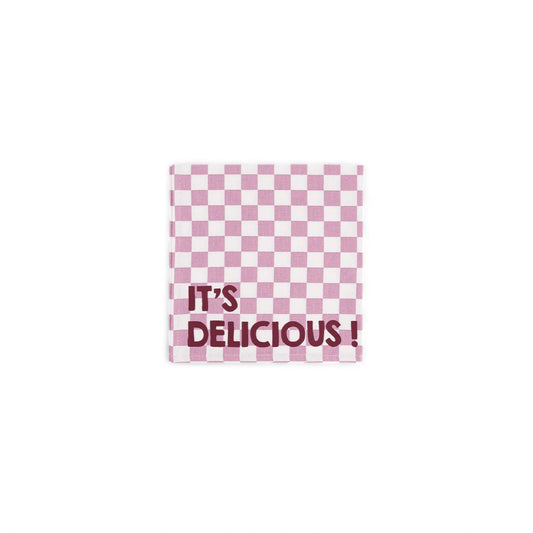 Serviette de table - Damier mauve It's delicious""