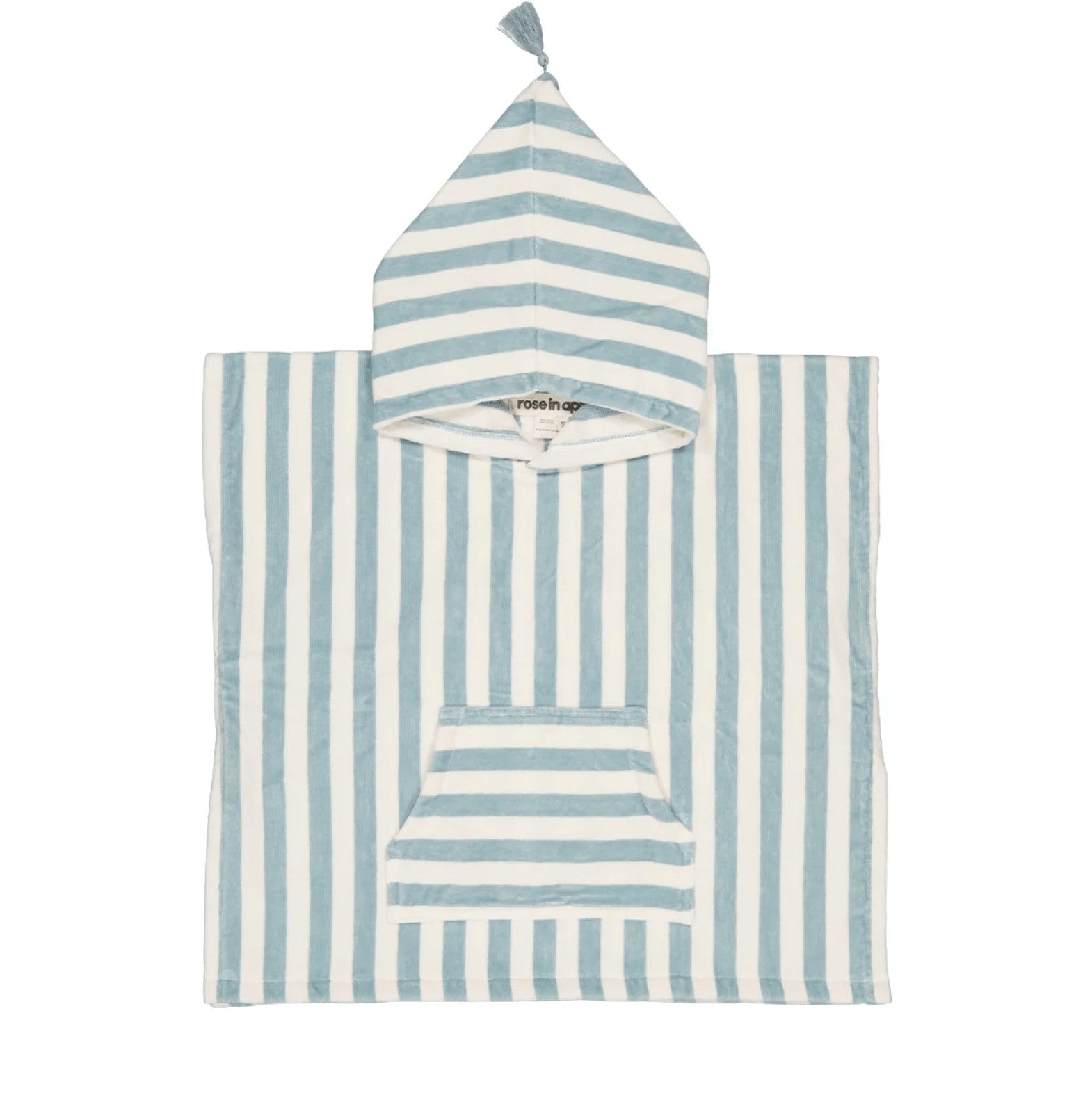 Poncho de bain Suzon - Rayé bleu cloud et blanc - 1/3 ans
