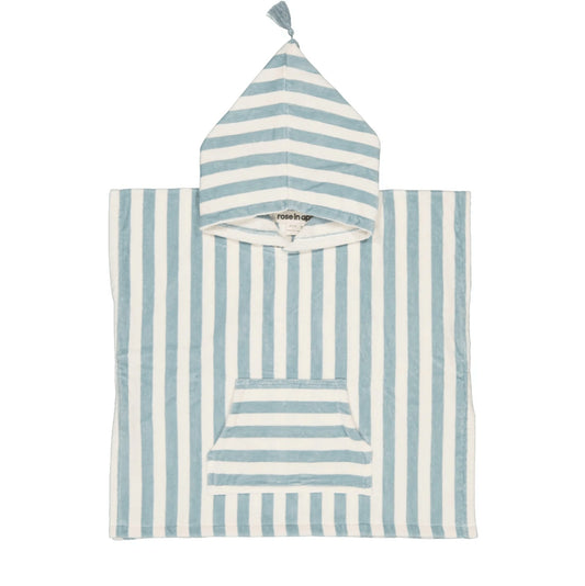 Poncho de bain Suzon - Rayé bleu cloud et blanc - 1/3 ans — Rose in April , Lyon