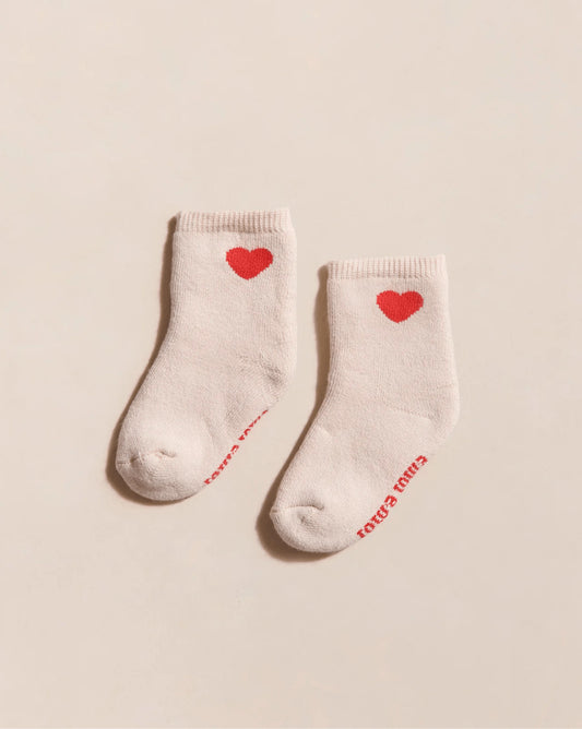 Chaussettes bébé Coeur - Crème - Taille 15/18