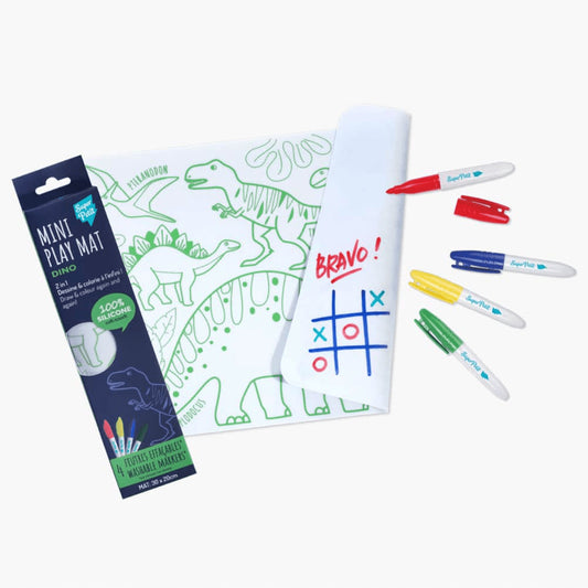 Mini set en silicone à colorier + 4 feutres - Dino