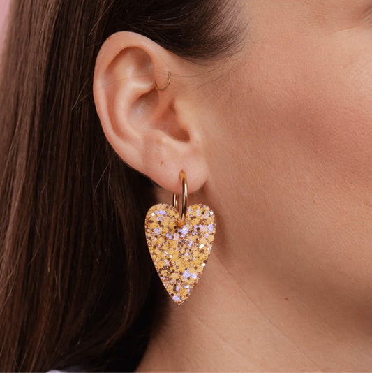 Boucles d'oreilles coeur - Pêche champagne — Les nicolettes , Lyon