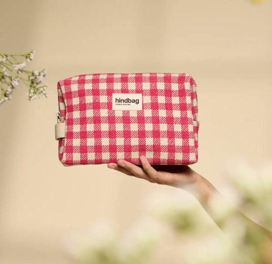 Trousse de toilette Leon - Vichy rose