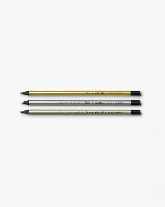 Lot de 3 crayons metallic