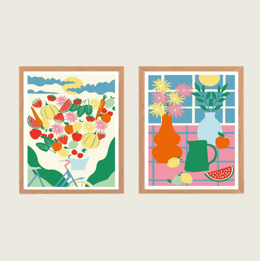 Kit de 2 peintures au numéro 24x30 - Retour de marché — Salut Irène , Lyon