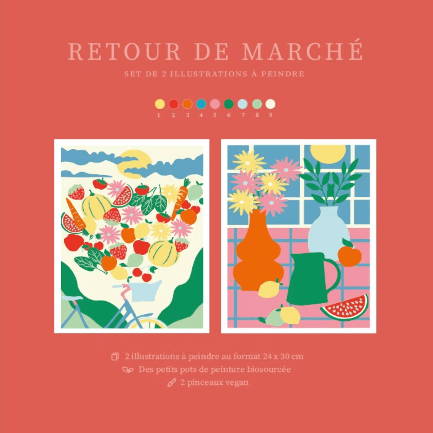 Kit de 2 peintures au numéro 24x30 - Retour de marché