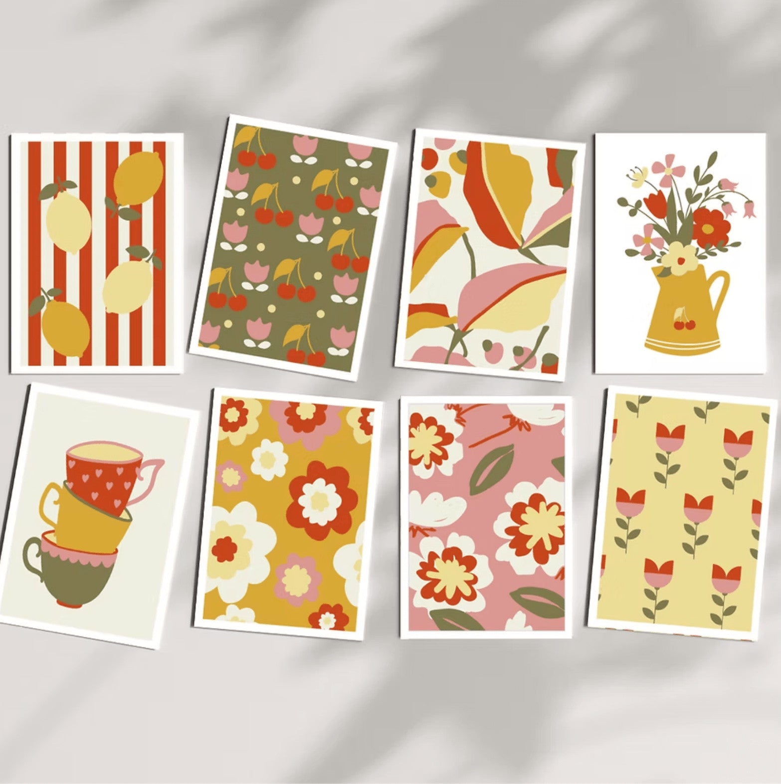 Kit de peinture au numéro 8 cartes - Rétro déco