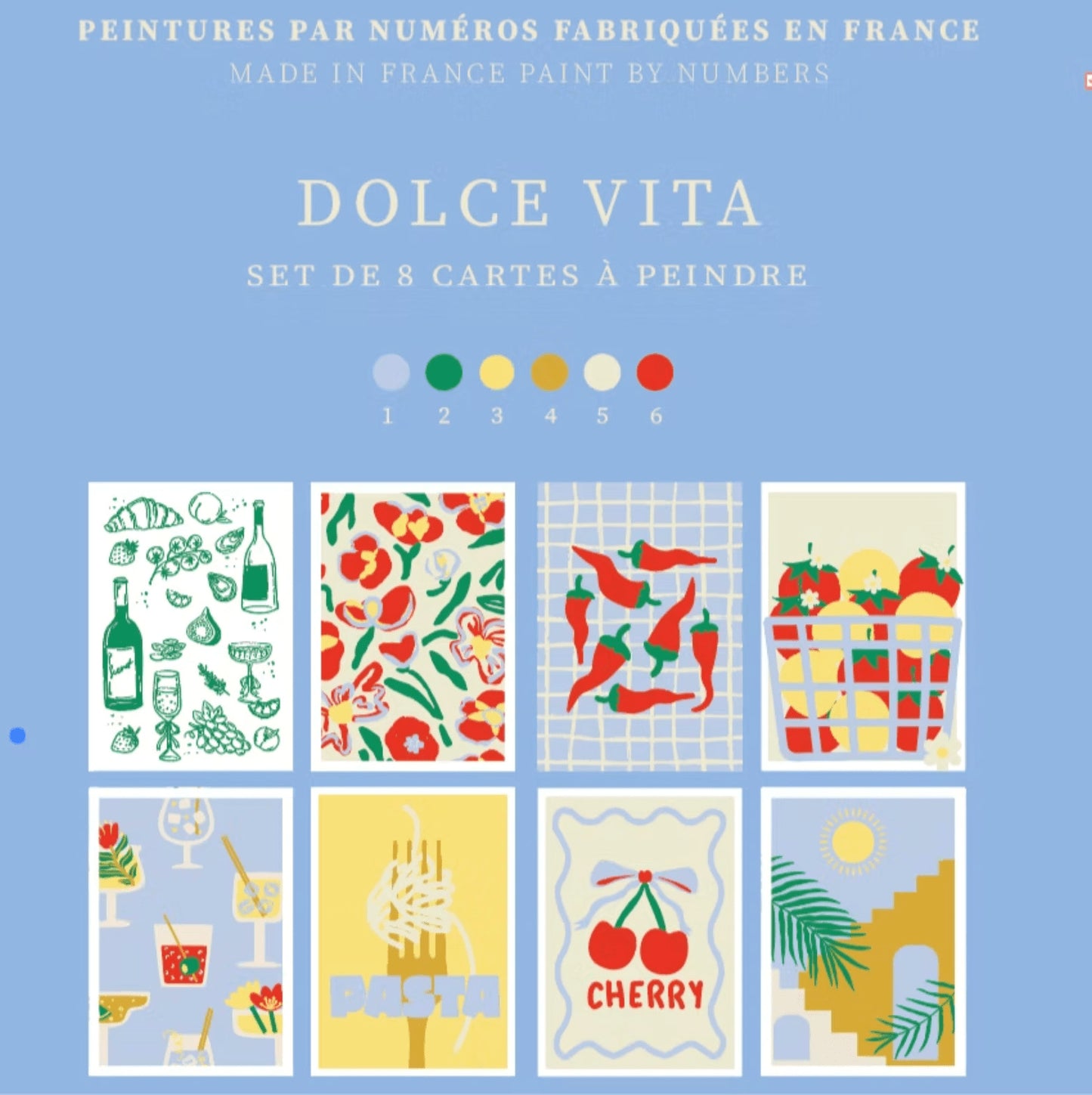 Kit de peinture au numéro 8 cartes - Dolce vita — Salut Irène , Lyon
