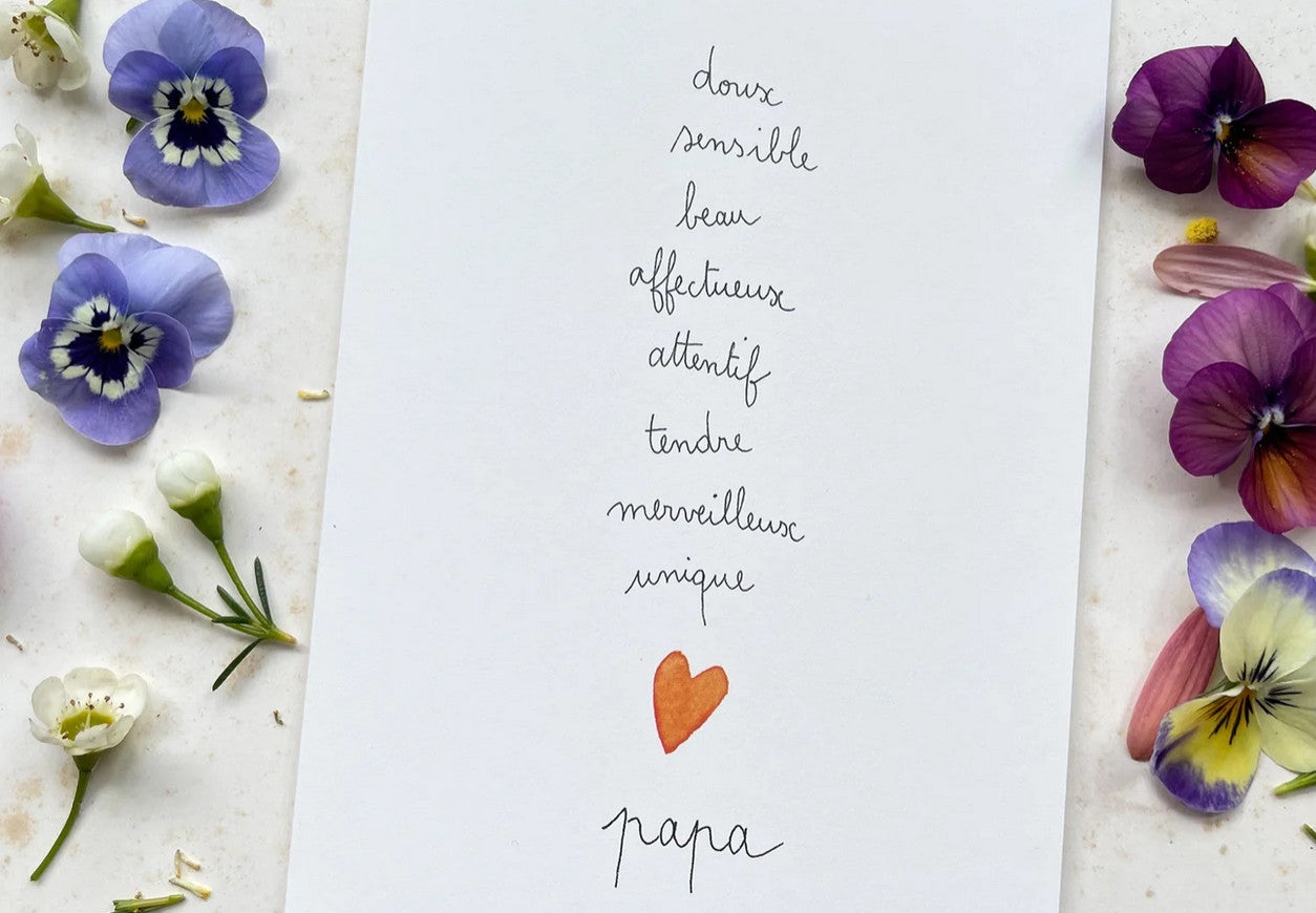 Carte et enveloppe Liste - Papa
