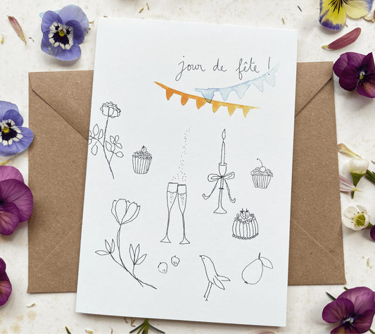 Carte et enveloppe Jour de fête