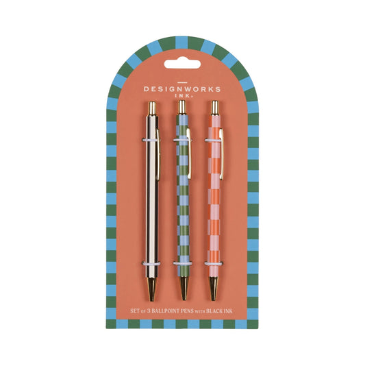Set de 3 stylos A dopo - Stripes & checks — Designworks , Lyon