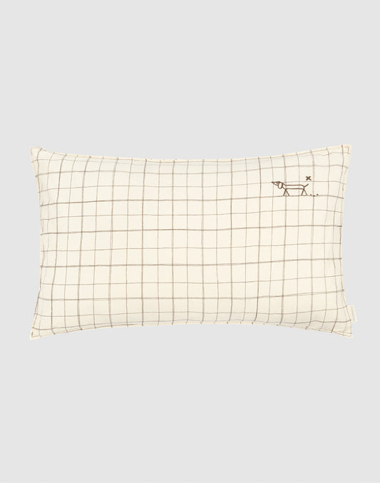 Coussin rectangulaire en lin - Natural grid