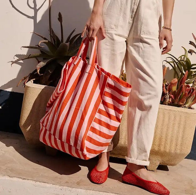 Sac cabas Elisa - Rayé Tomato/candy — Rose in April , Lyon