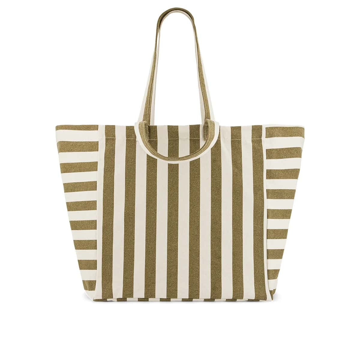 Sac cabas Elisa - Rayé Olive/greige