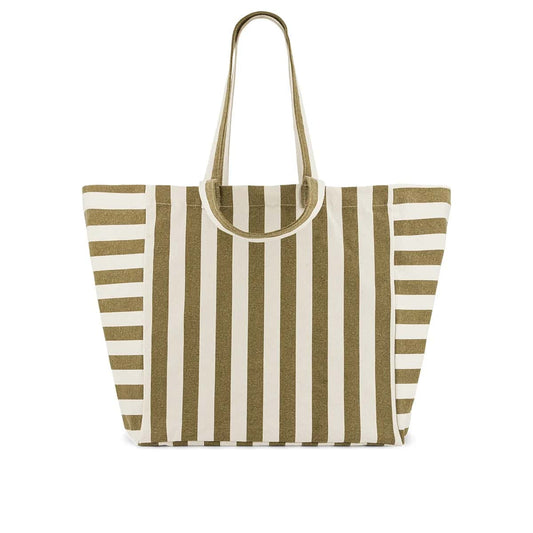 Sac cabas Elisa - Rayé Olive/greige