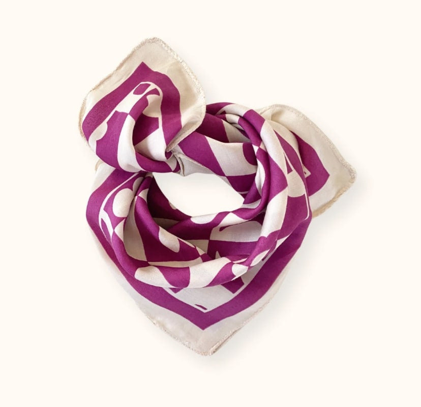 Small foulard Vanika Damier - Fuchsia