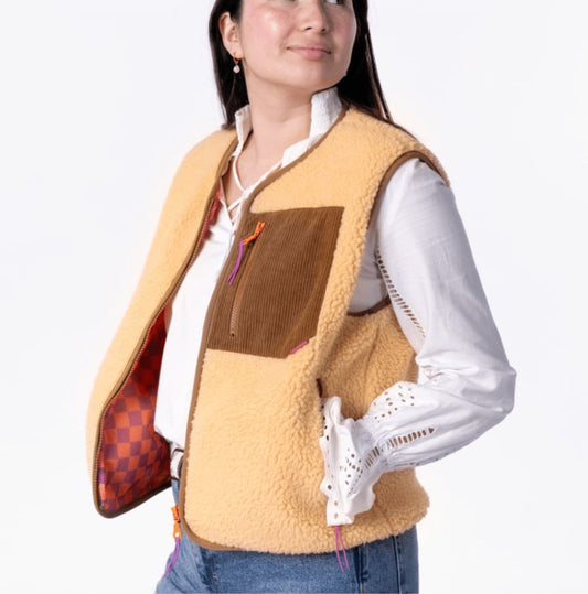 Veste sherpa sans manches beige - Taille S