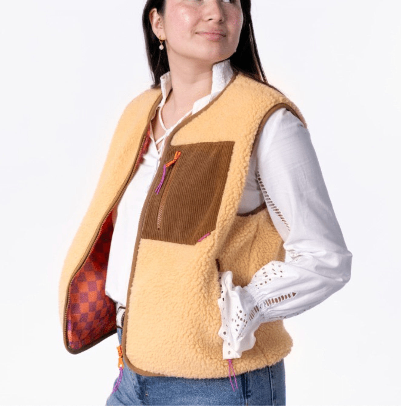 Veste sherpa sans manches beige - Taille M