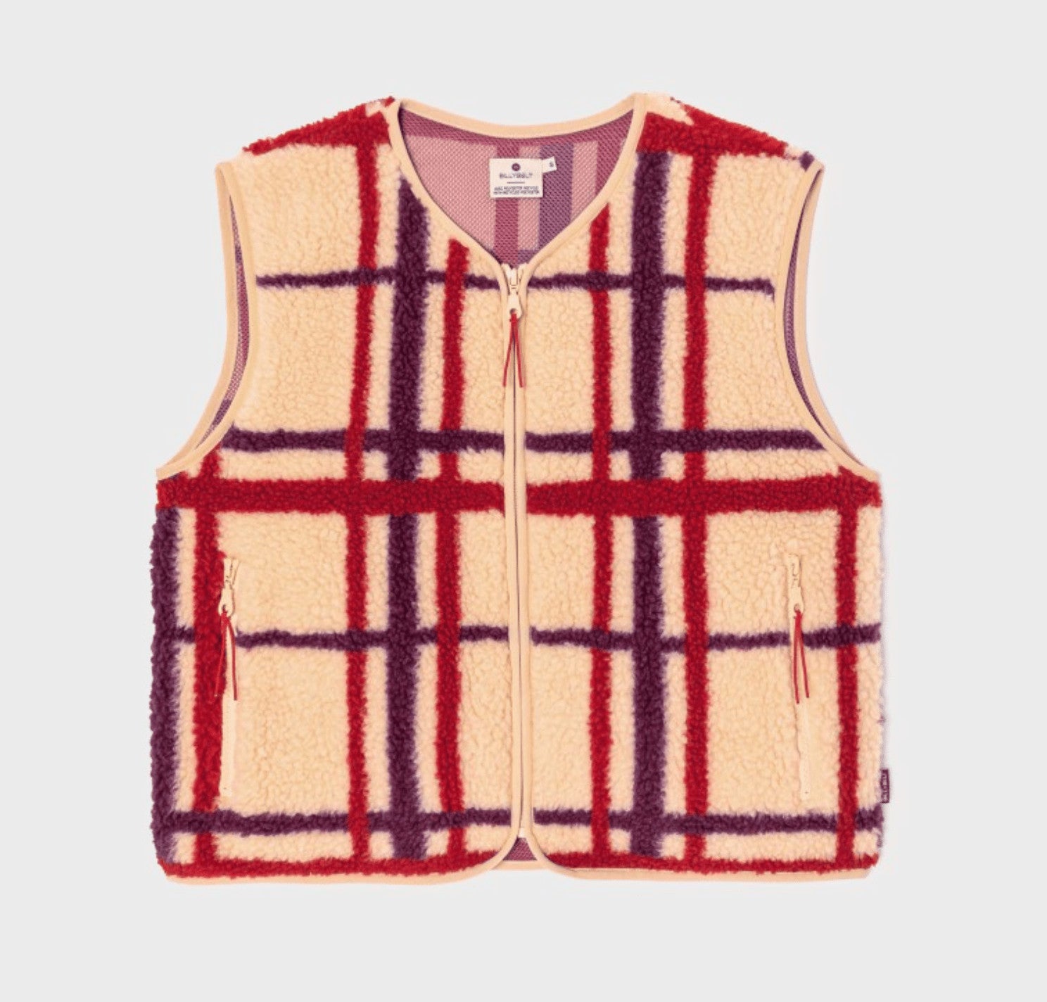 Veste sherpa sans manches à carreaux - Taille S