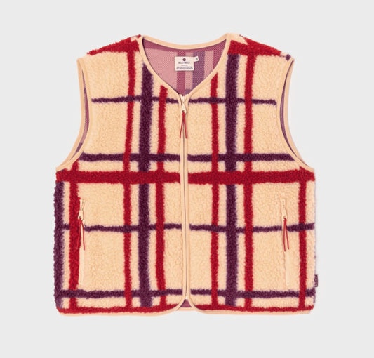 Veste sherpa sans manches à carreaux - Taille S