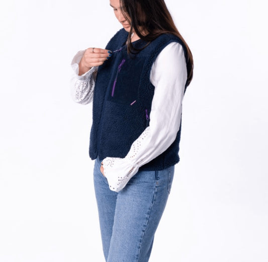 Veste sherpa sans manches marine - Taille S