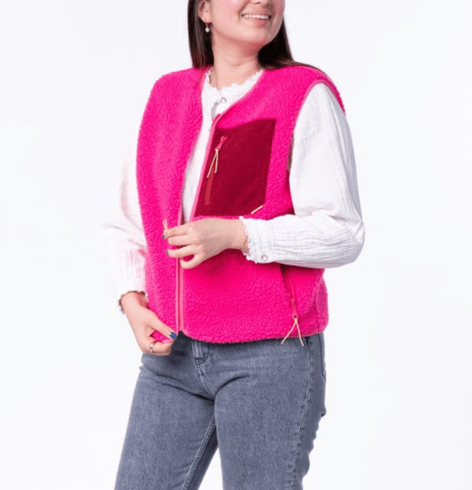 Veste sherpa sans manches rose - Taille M