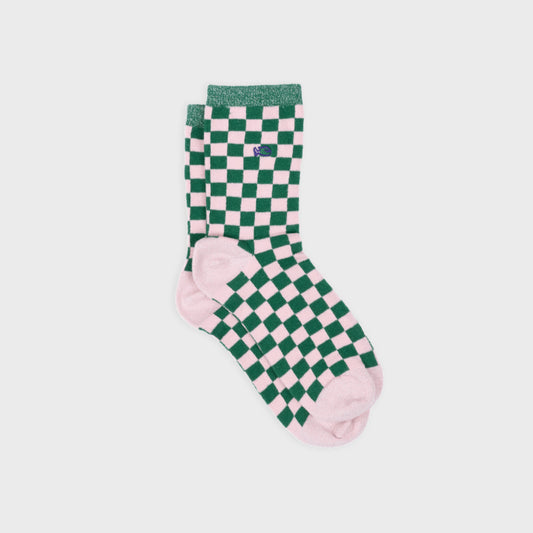 Chaussettes à carreaux - Vert et rose - Taille 37/40