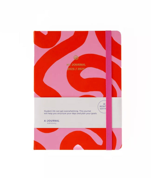 Agenda scolaire 18 mois 2025/2026 - Flow pink