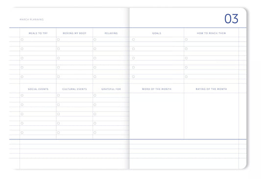 Agenda scolaire 18 mois 2025/2026 - Flow blue