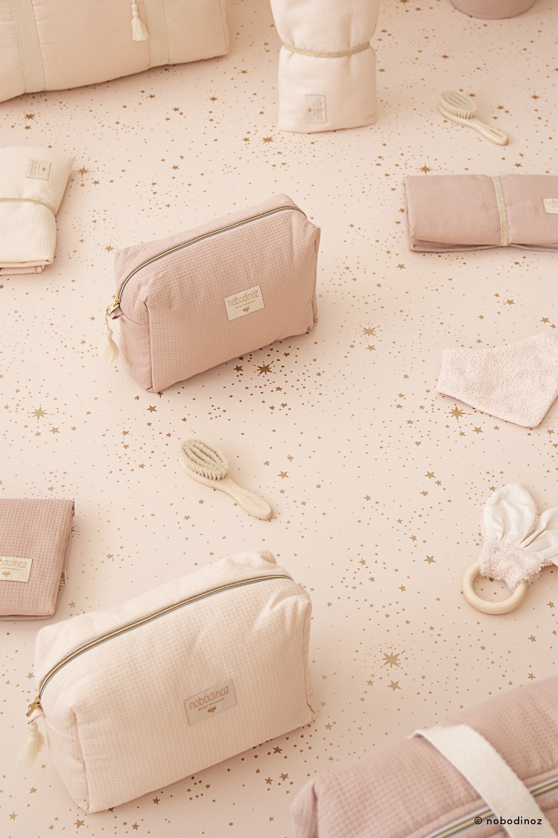 Matelas à langer nid d'abeille - Misty pink