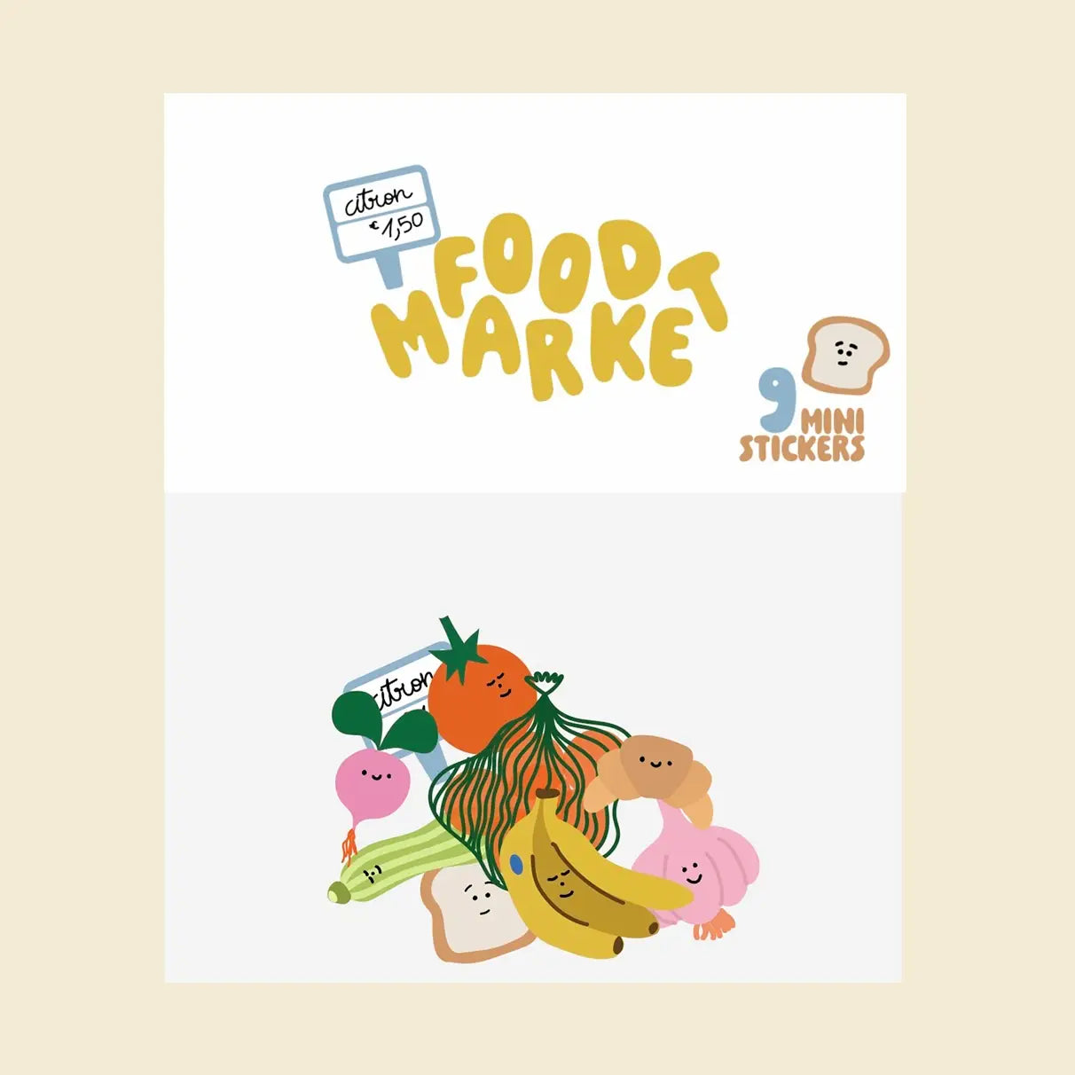 Lot de stickers - Food market