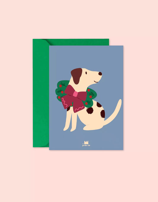 Carte Noël - Chien couronné