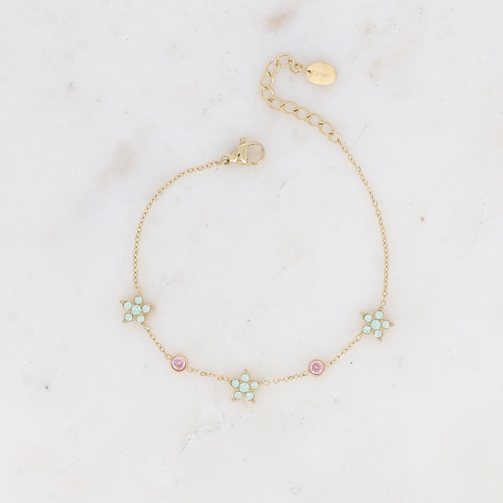 Bracelet Vega - Doré rose/vert