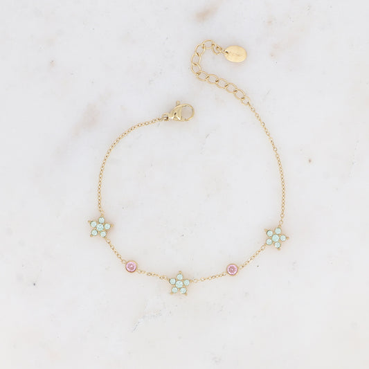 Bracelet Vega - Doré rose/vert