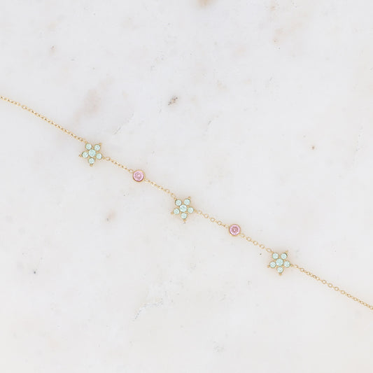 Bracelet Vega - Doré rose/vert